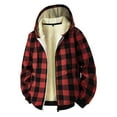 thumbnail image 4 of Wutalume Mens Full Zip Lined Plaid Flannel Jacket with Warm Fleece Interior, Winter Coat for Outdoor Work and Casual Lightweight Fall Clothes,Red 2XL, 4 of 5