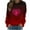 Wine#4, variant on Utoimkio Tunic Tops for Women Plus Size Long Sleeve Floral Print Shirts Crewneck Pullover Tee Blouses for Women