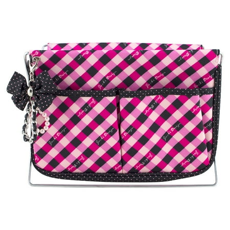 Hot Pink Plaid Design - Jacki Design Large Retro Plaid Magazine Holder, Hot Pink