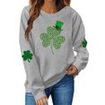 thumbnail image 1 of Besolor Chandail en Molleton pour Femmes St Patricks Day Trèfle Imprimé Manches Longues Pull Décontracté Col Rond Graphique, 1 of 4