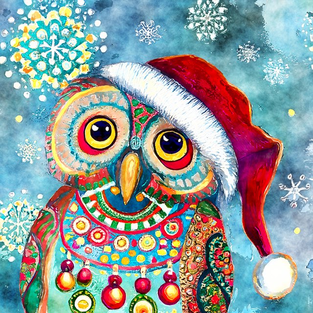 5D DIY Kit Búho Navideño Del 30x30cm