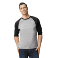 thumbnail image 6 of Gildan Heavy Cotton Raglan Three-Quarter Sleeve T-Shirt Unisex Classic fit Tee, Men's Raglan T-Shirt, Sport Grey/ Black S, 6 of 6