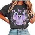 thumbnail image 2 of Karight Womens Fall Shirt Crew Neck Funny Ghost Graphic Tees Short Sleeve Thanksgiving Tops, 2 of 4