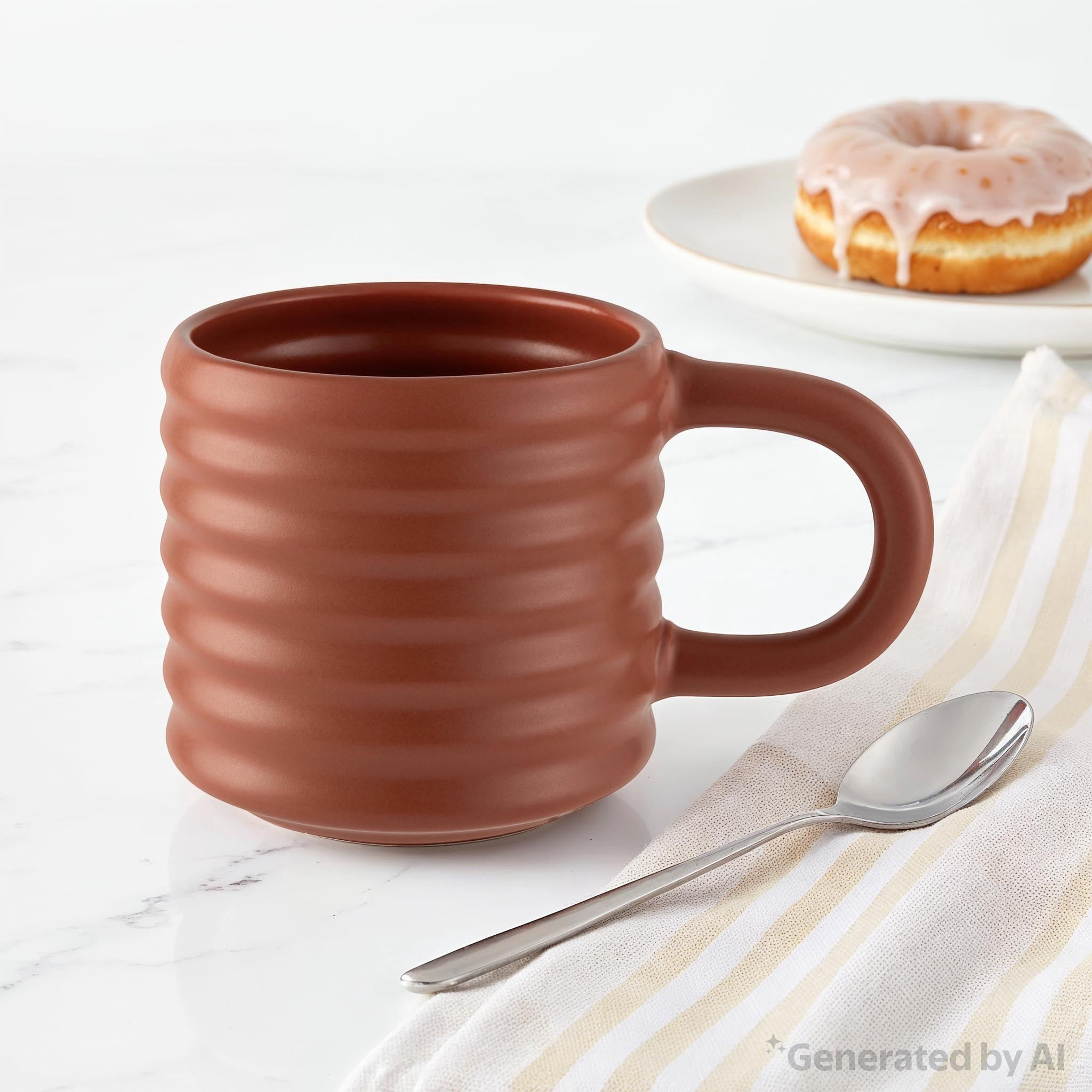 (3 pack) Mainstays 17oz Ribbed Matte Finish Coffee Mug, Canyon Red
