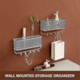 thumbnail image 1 of Wall Mounted Metal Storage Basket, Mail Holder With 5 Hooks,gold, 1 of 2