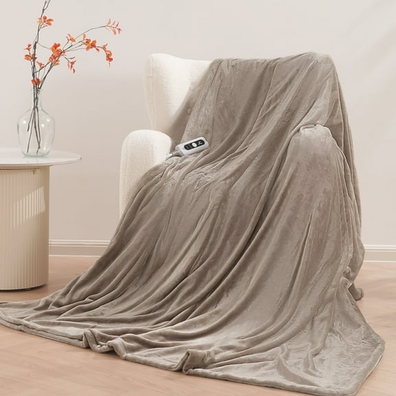 MARNUR Electric Blanket 72" x 84" Full Size Heated Blanket, Fast Heating, 6 Heating Levels, 10H Auto-off, Machine Washable - Linen