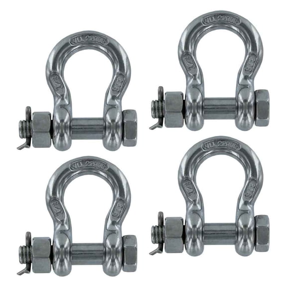 3/8" Stainless Steel Bolt Type Anchor Shackle Type 316 - 4 Pack