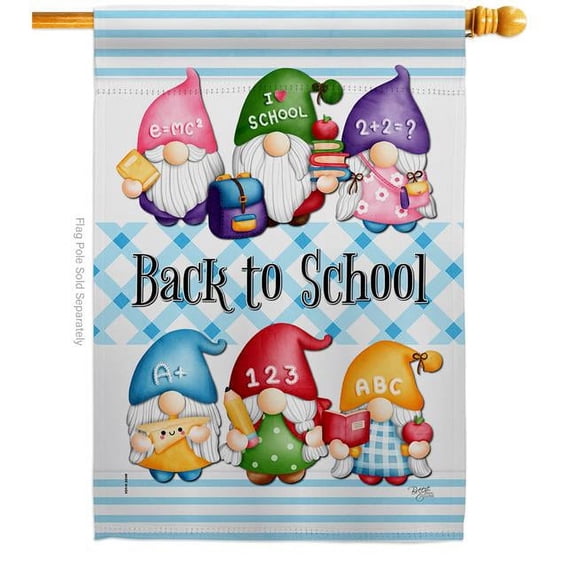 Breeze Decor H104156-BO School Gnome Education Back to 28 x 40 in. Double-Sided Decorative Vertical House Flags for Decoration Banner Garden Yard Gift