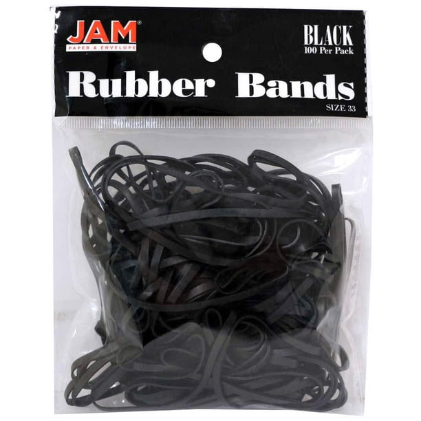 JAM Paper Colorful Rubber Bands, Size 33, Black Rubberbands, 100/Pack