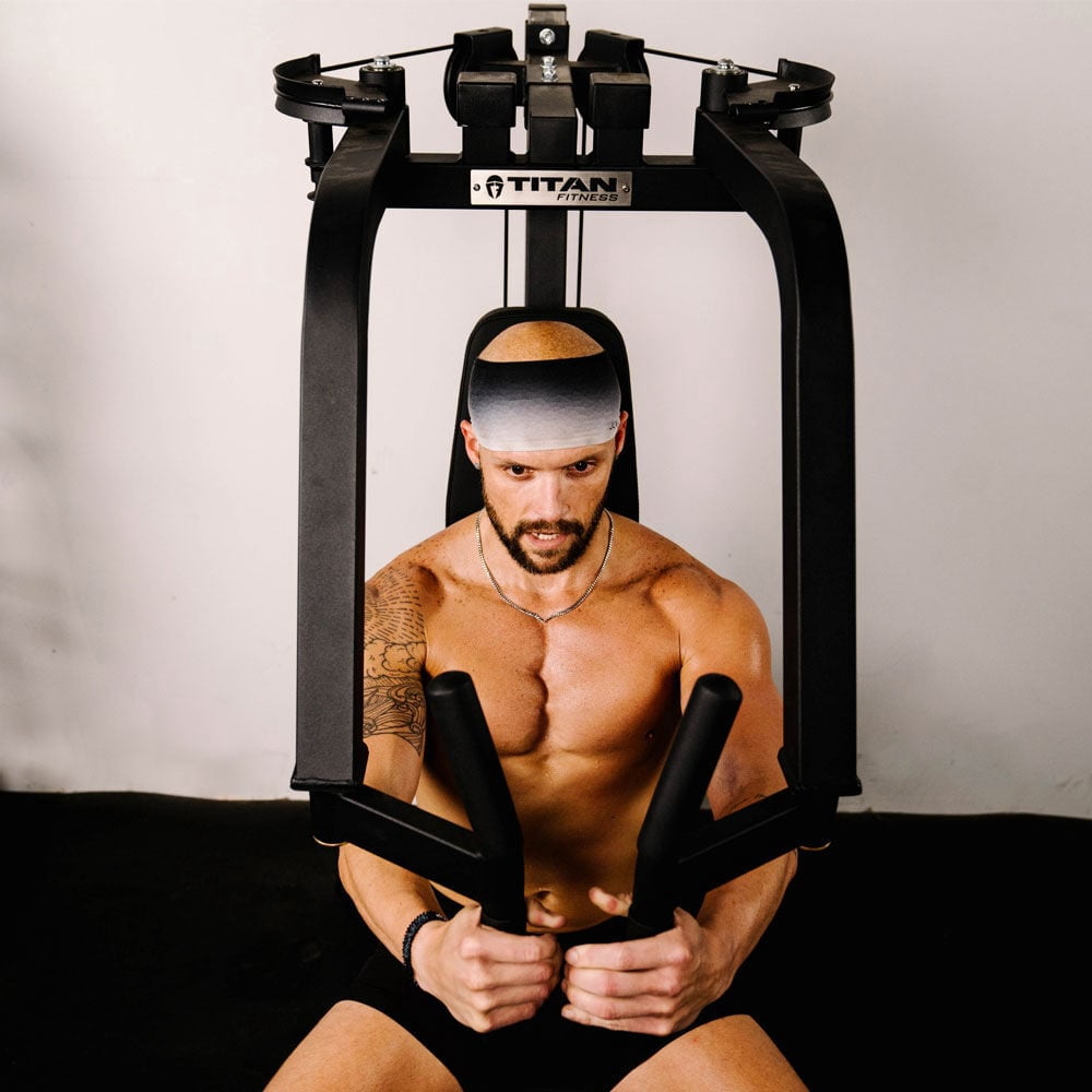 Titan Fitness Plate-Loaded Pec Fly and Reverse Delt Machine, Rated 300 LB, Upper Body Specialty Machine, Chest, Back, and Shoulder Training