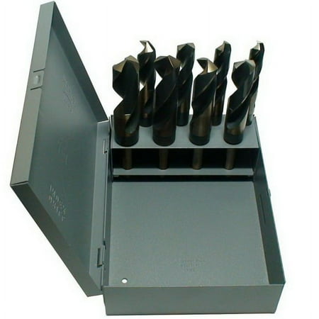 UPC: 0887861039383 | Drill America KFD1008-SET 9/16 -1 x16ths 8pc HSS Black and Gold Reduce Shank Drill Set