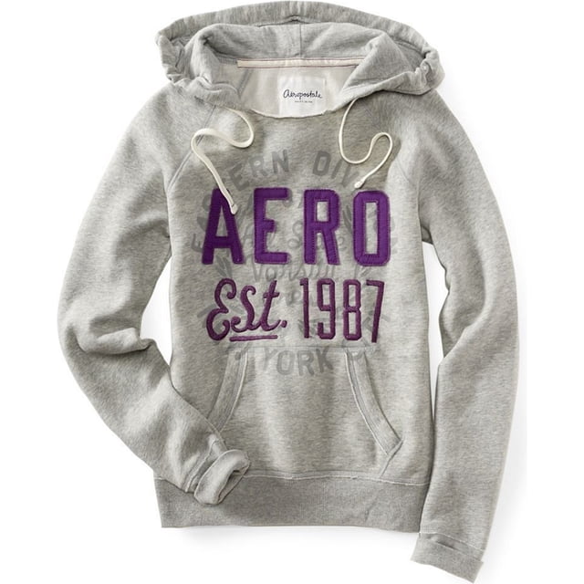 Aeropostale Womens New York City 1987 Popover Sudadera con capucha, gris, pequeño Aeropostale Sudadera