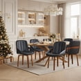 thumbnail image 6 of Fahomiss Swivel Dining Chairs Set of 6, Mid-Century Modern Black Leather Kitchen Chairs with Bentwood Legs, 6 of 8