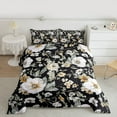 thumbnail image 2 of jejeloiu Rustic Flowers Full Size Comforter Sets,Vintage Ink Aesthetic Bedding Comforter Set,White Black Bedding Sets For Girls Teens,Microfiber Bedroom Decor Reversible,3-Piece, 2 of 8