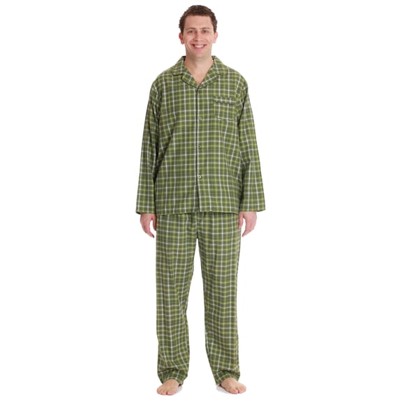 #followme Plaid Pajama Set for Men (Olive, X-Large)