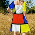 thumbnail image 4 of Mondrian Robe Style Artistique Combinaison d'Été pour Femmes Robe Longue d'Été pour Femmes Robes Élégantes en Solde, 4 of 5