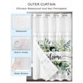 thumbnail image 2 of No Hook Cloth Fabric Shower Curtain with Snap in Liner, Eucalyptus Waterproof Shower Curtains Set with See Through Top Window, Sage Green Botanical Flower Plaid Check Bath Curtains Shower 72"x78", 2 of 6