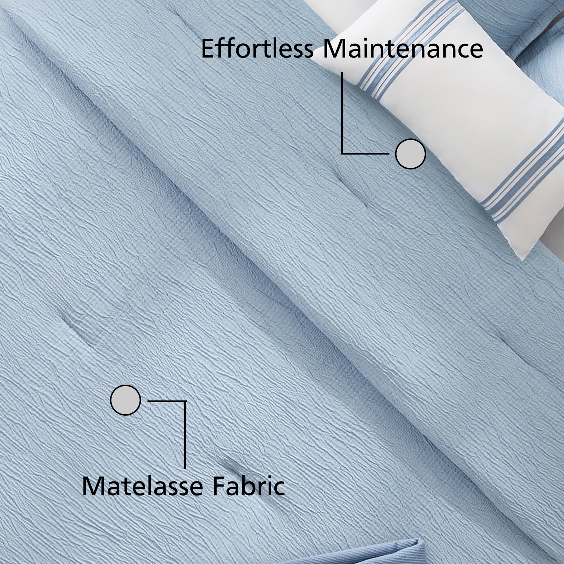 Mainstays Full/Queen 5-Piece All-Season Comforter Set, Blue Tonal Stripe Matelasse