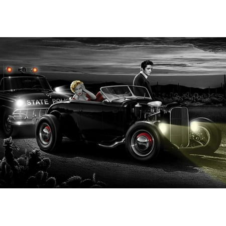 Joy Ride Helen Flint Marilyn Monroe Elvis Presley Classic Car Poster - 36x24