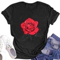 thumbnail image 4 of NAMTYQX Tshirts Shirts for Women Patterns Plus Size Cool Crewneck Short Sleeve Gemustert Stretch Relaxed Fit Trendy Graphic Tees for Women Black Size 4XL, 4 of 5