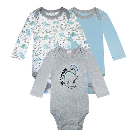 

MODERN BABY 3-Pack Baby Bodysuit Infant Boys Baby Bodysuits 6-9 Months Roarsome Dinosour II - Long Sleeve