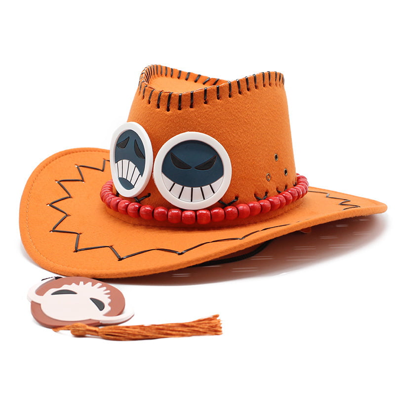  GK-O Portgas D Ace Cowboy Hat Costume Hats White Weard Pirates  Regiment Ace Cosplay Fashion : Clothing, Shoes & Jewelry