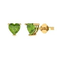 thumbnail image 2 of 1.0 Ct Heart Cut Studs Green Natural Peridot 18K Yellow Solid Solid Gold Everyday Dainty Earrings Push Back, 2 of 7