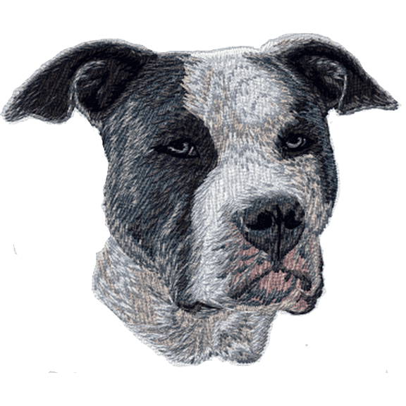 Staffordshire Terrier, Pitbull Grey & White Embroidered Patch 3"