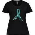 thumbnail image 3 of Inktastic Ovarian Cancer Awareness Teal Ribbon Made of Hearts Women's Plus Size T-Shirt, 3 of 5