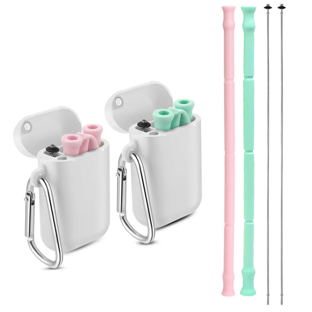 Collapsible Straws?Silicone Foldable Reusable Folding Straw?Premium
