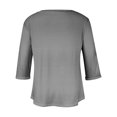 thumbnail image 5 of tklpehg Fall Clothes for Women 2025 V-Neck Mid-length Tops 3/4 Sleeve Tops Comfortable Fall Clothes Solid Color Going Out Tops Womens Clothes Leisure Blouses Pullover Gray XXXL, 5 of 5