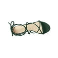 thumbnail image 5 of BLISSFUL STEP Women's Shoes Open Toe Lace Up Block Heel Strappy Heels Dark Green 11, 5 of 8