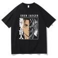 thumbnail image 1 of Camiseta de Anime Attack On Titan para hombres y mujeres, ropa con estampado gráfico de Eren Yeager, Tops de moda, camiseta de manga corta de algodón de talla grande, 1 of 5