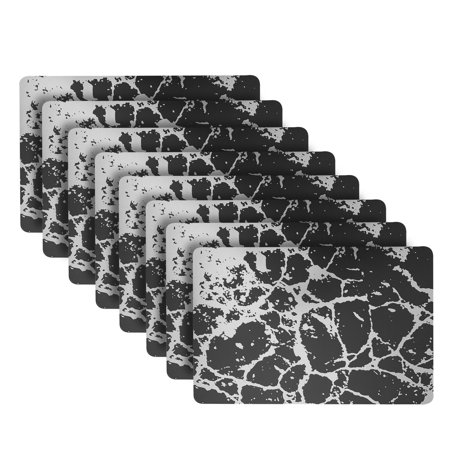 Dainty Home Marble Cork Foil Printed Marble Granite Designed Thick Cork Textured 12  x 18  Rectangular Placemat Set of 8 in Black And Silver