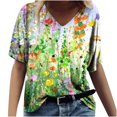 thumbnail image 2 of zanvin Haut pour Femmes, T-shirt Décontracté à Manches Courtes et Col en V Imprimé Mode pour Femmes, 2 of 4