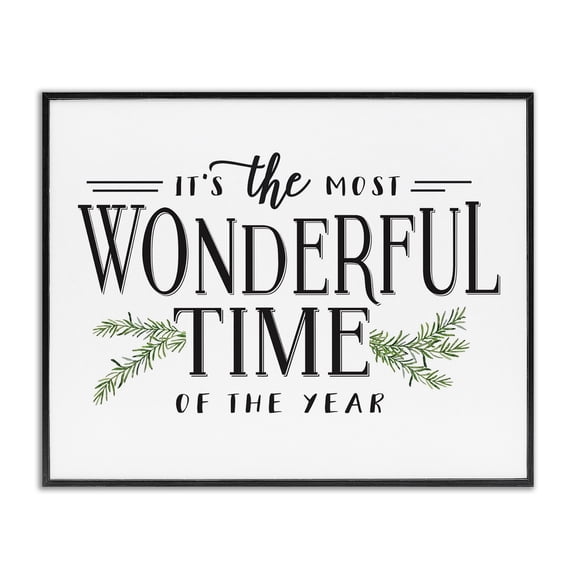 Stupell Industries Farmhouse Classic Vintage Christmas Phrase Black Framed Giclee Art, 14 x 11, by Lettered and Lined