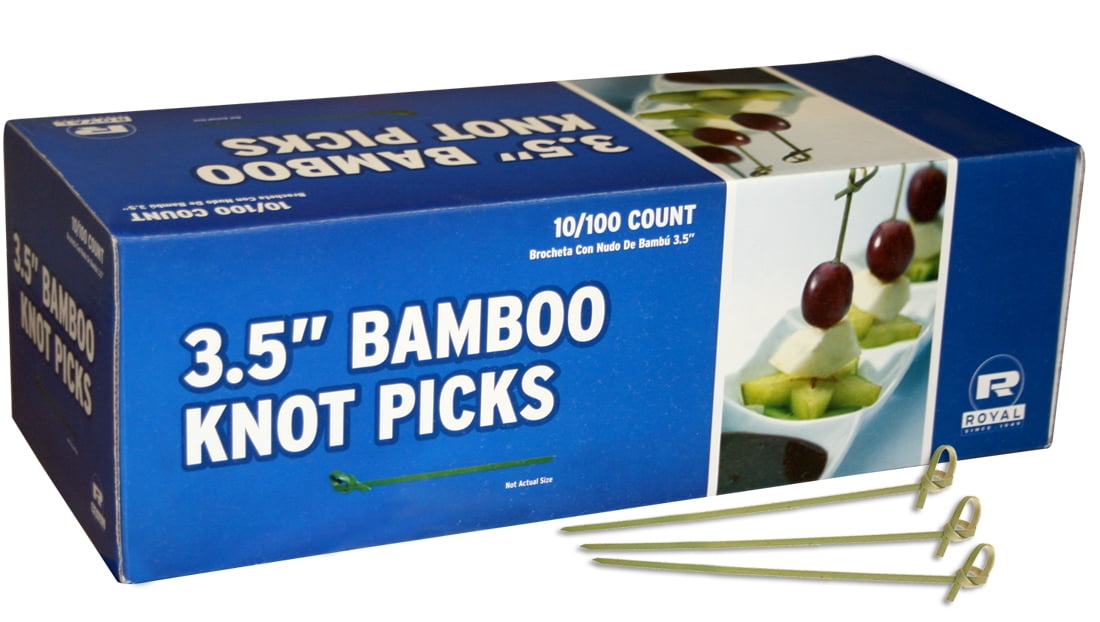 Royal Bamboo Knot Cocktail and Hors' D'oeuvre Picks, 3.5", Brown, Package of 1000
