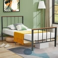 thumbnail image 2 of SESSLIFE Platform Bed Frame Twin, Black Metal Platform Bed, Bed Frame w/ Headboard, Large Under Bed Storage, Mattress Foundation, Non-Slip Without Noise, 2 of 5