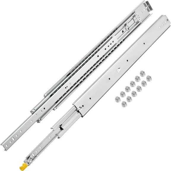 Locking 18"-60" Slides Bearing Heavy Duty Drawer Slides 3-Fold Guide Rail Full Extension Ball Industrial 76mm Width