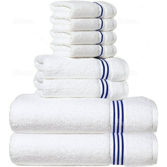 Simpli-Magic Bathroom Towel Set with Bath Towels, Hand Towels, and Washcloths, 8 Piece, White/Black