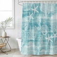 thumbnail image 4 of Turquoise Coastal Bathroom Shower Curtains with 12 Hooks Waterproof Shower Curtain for Stalls and Bathtubs Nautical Coral Starfish Shell Seahorse Ocean Decorative Bathroom Curtain 72x78 Inches, 4 of 9