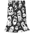 thumbnail image 2 of Fotbe Black White Spooky Ghosts Manta de Franela Acolchonada con Estampado, Súper Suave y Esponjosa, Extra Grande para Sofá, Cama, Uso Todo el Año-50"x40", 2 of 7