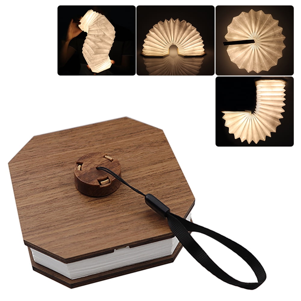 Wooden LEDs Book Light USB Rechargeable Organ Lamp Foldable/Hanging Night Light Decorative Lamps