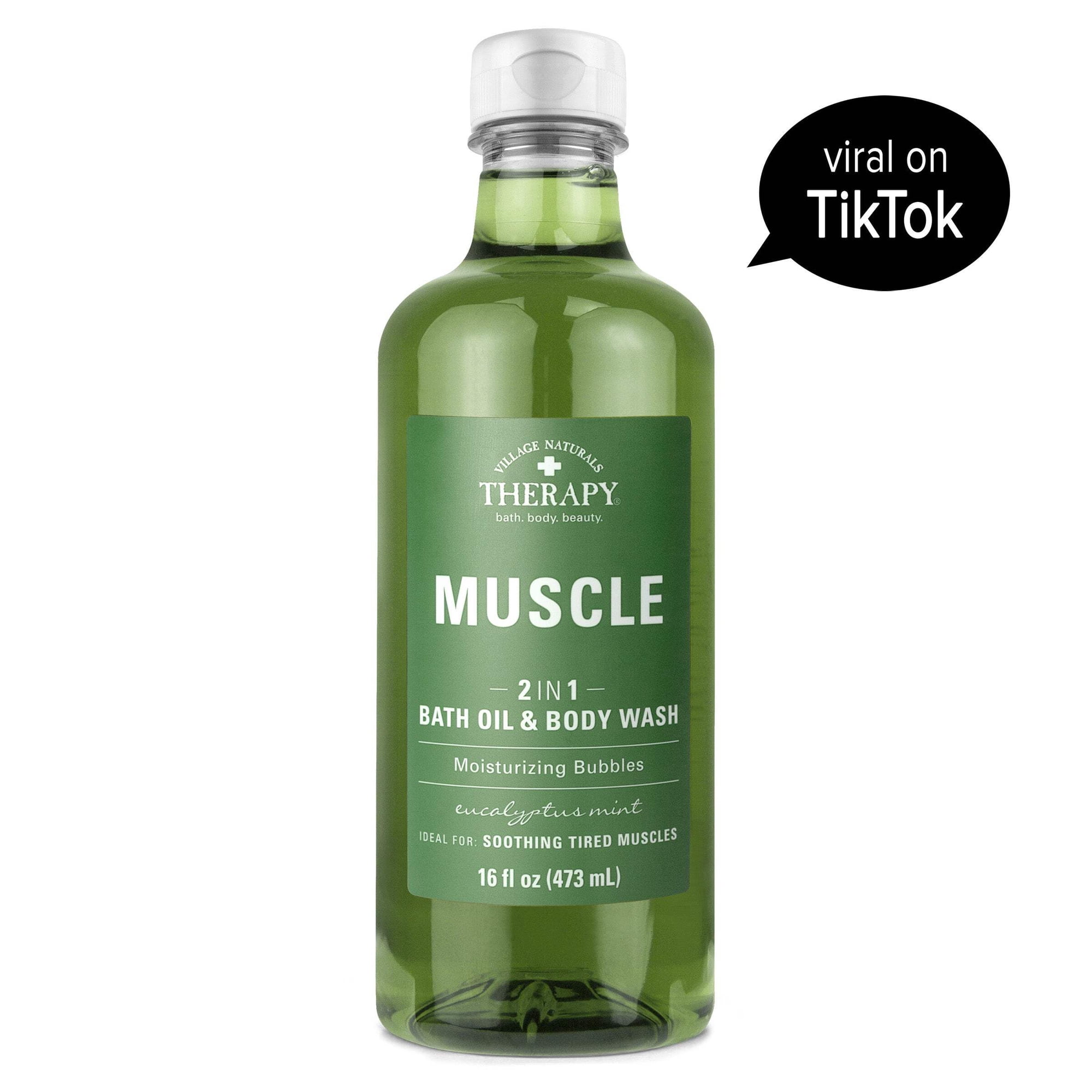 Village Naturals Therapy Muscle Relief Foaming Bath Oil & Body Wash, Eucalyptus Mint, 16 fl. oz.