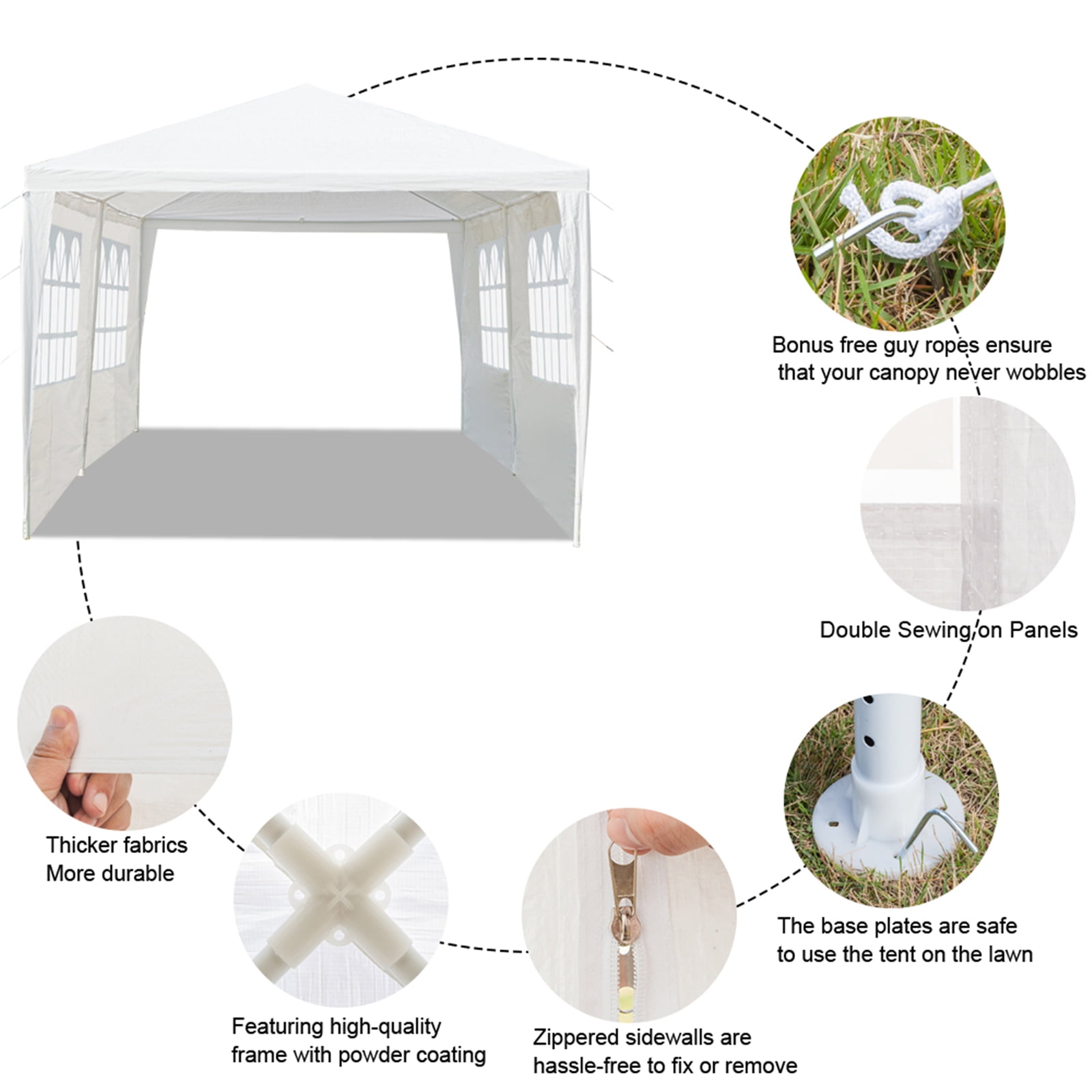 Kepooman 3 x 6m Outdoor Canopy Tent, Instant Canopy with Spiral Tubes, Waterproof Camping Canopy for Party/ Exhibition/ Picnic, White, Four Sides Kepooman 3 x 6m Outdoor Canopy Tent, Instant Canopy with Spiral Tubes, Waterproof Camping Canopy for Party/ Exhibition/ Picnic, White, Four Sides