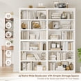 thumbnail image 3 of Hiphuta 63"W Extra Large and Sturdy Bookcase, Double Wide 6-Tier Bookshelf, Tall Bookcase for Home Office and Living Room, Wooden Freestanding Display Shelf, White, 3 of 7