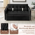 thumbnail image 5 of KINFFICT Futon Sofa Bed, Convertible Sleeper Sofa Bed with Pull Out Couch, Modern Velvet Loveseat Sleeper, Small Couch for Living Room, Black, 5 of 11