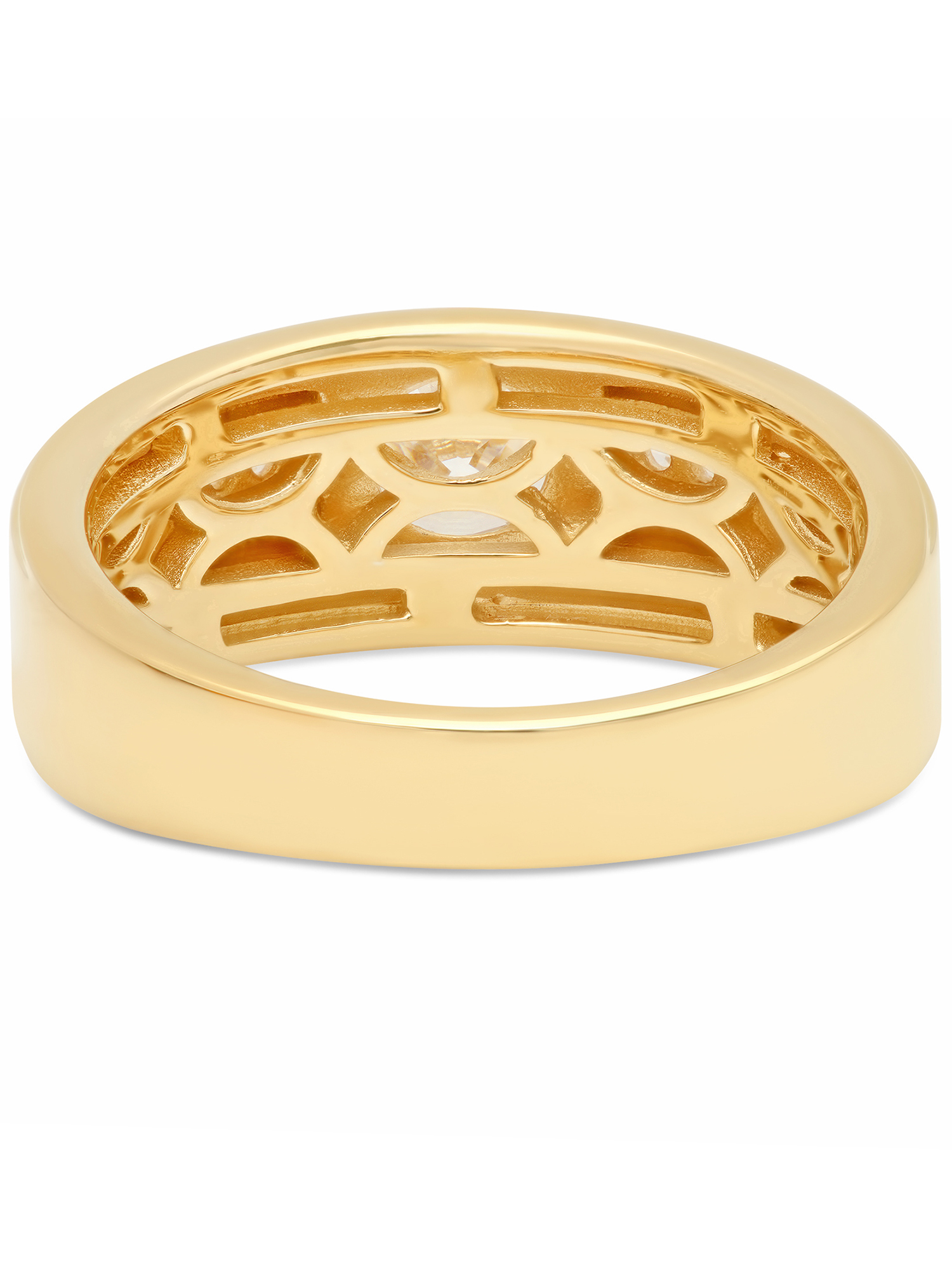 Mens 14K Gold Plated Sterling Silver Cubic Zirconia Solitaire Ring