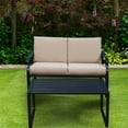thumbnail image 5 of 2 Piece Outdoor Patio Furniture Set Waterproof Iron Rocking Chair Sofa and Table Set Loveseat with Cushion Black, 5 of 7