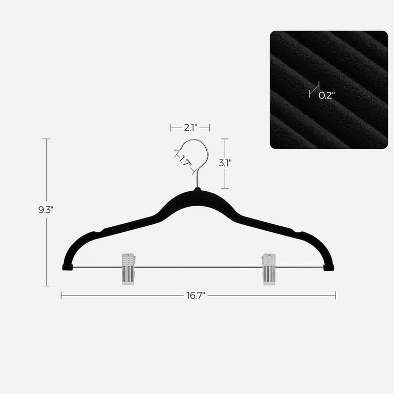 SONGMICS 30-Pack Pants Hangers, 16.7-Inch Long Velvet Trousers Hangers with  Adjustable Clips, Heavy-Duty, Non-Slip, Space-Saving for Pants, Skirts